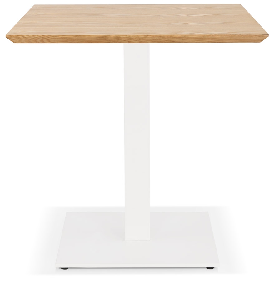 Kokoon Design Small Square Dining Table 'REGIS' In Natural Finish Wood And White Cast Iron - 70x70 Cm
