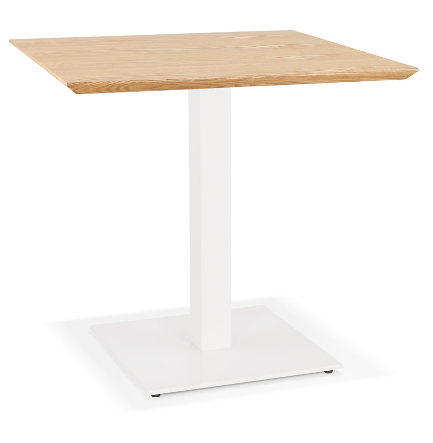 kokoon design Small square dining table 'REGIS' in natural finish wood and white cast iron - 70x70 cm