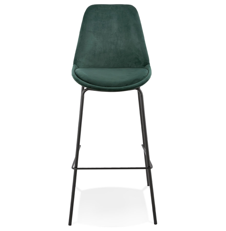 Kokoon Design SPARK' Bar Stool In Green Velvet And Black Metal Legs