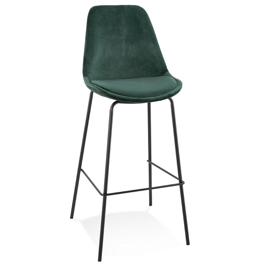 kokoon design SPARK' bar stool in green velvet and black metal legs