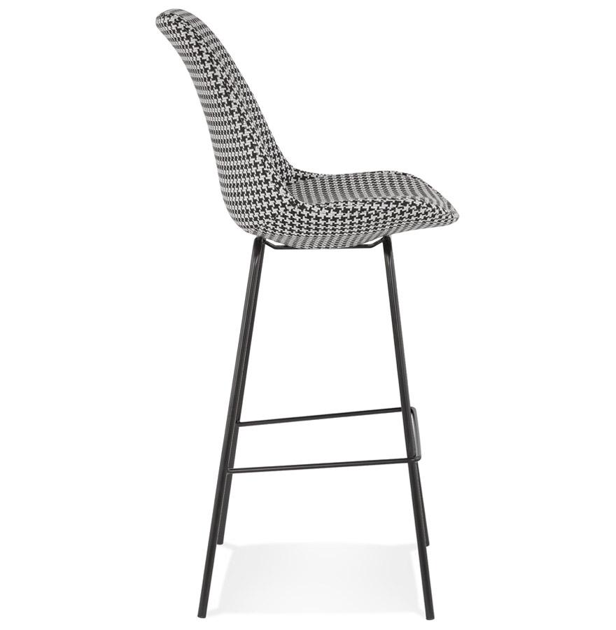 Kokoon Design SPARK' Bar Stool In Houndstooth Fabric And Black Metal Legs
