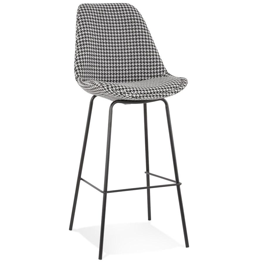kokoon design SPARK' bar stool in houndstooth fabric and black metal legs
