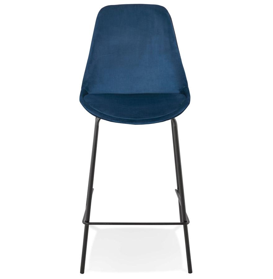 Kokoon Design SPARK MINI' Mid-height Snack Stool In Blue Velvet And Black Metal Legs
