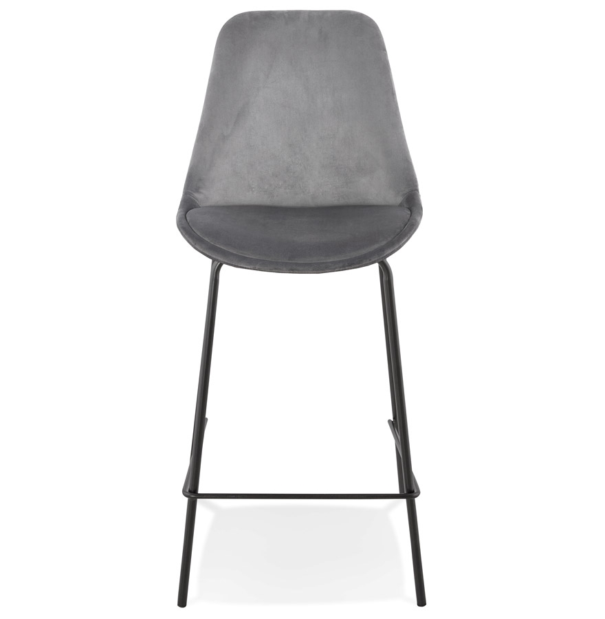 Kokoon Design SPARK MINI' Mid-height Snack Stool In Gray Velvet And Black Metal Legs