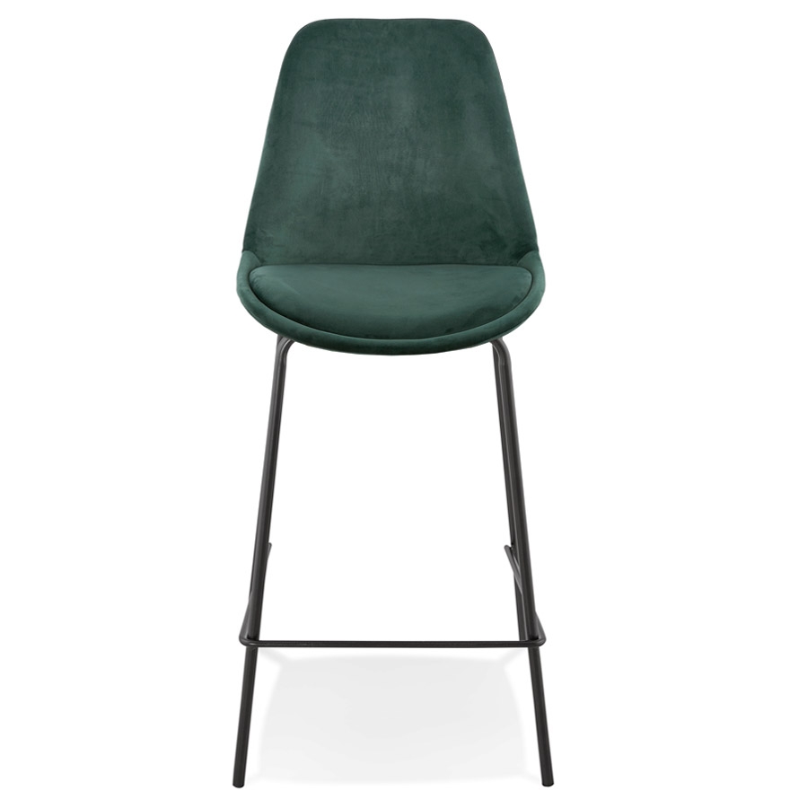 Kokoon Design SPARK MINI' Mid-height Snack Stool In Green Velvet And Black Metal Legs