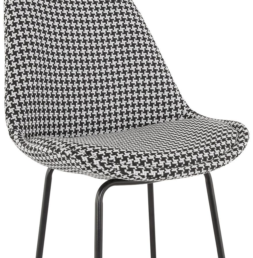 Kokoon Design SPARK MINI' Mid-height Snack Stool In Houndstooth Fabric And Black Metal Legs