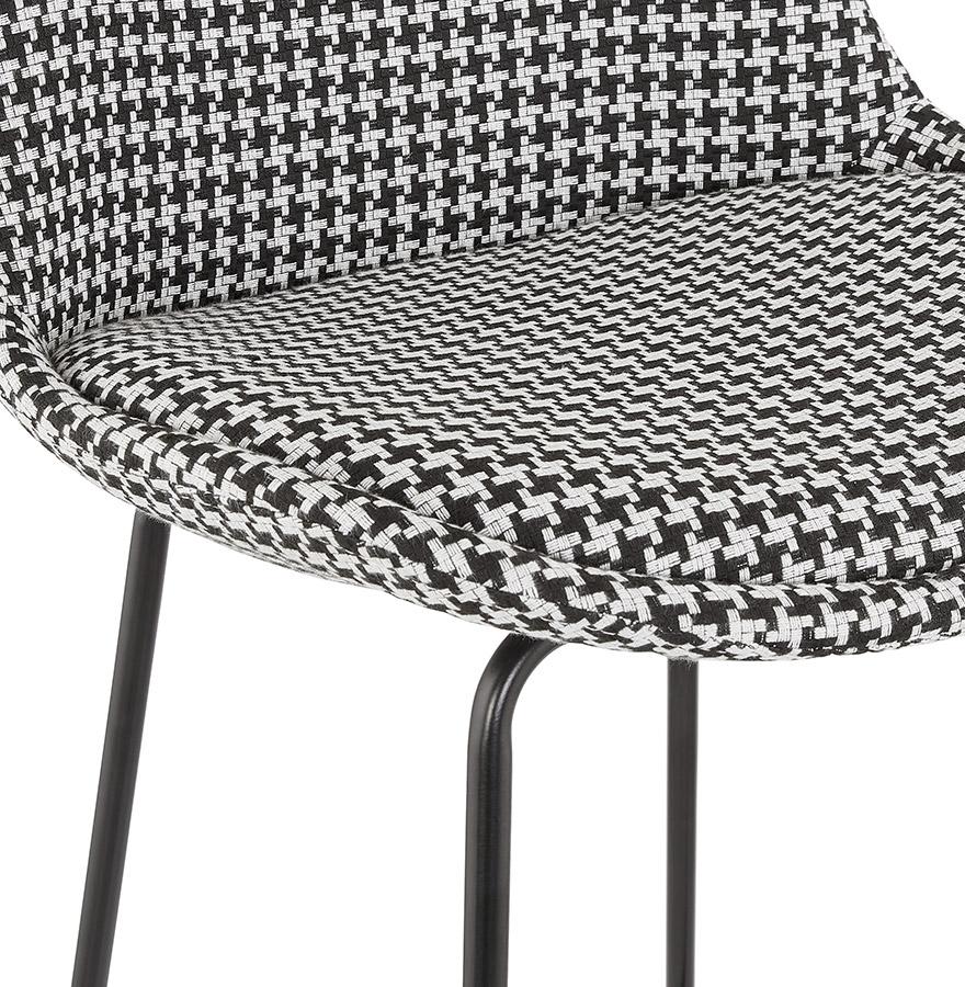 Kokoon Design SPARK MINI' Mid-height Snack Stool In Houndstooth Fabric And Black Metal Legs