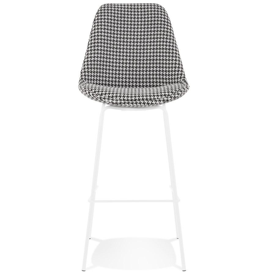 Kokoon Design SPARK MINI' Mid-height Snack Stool In Houndstooth Fabric And White Metal Legs