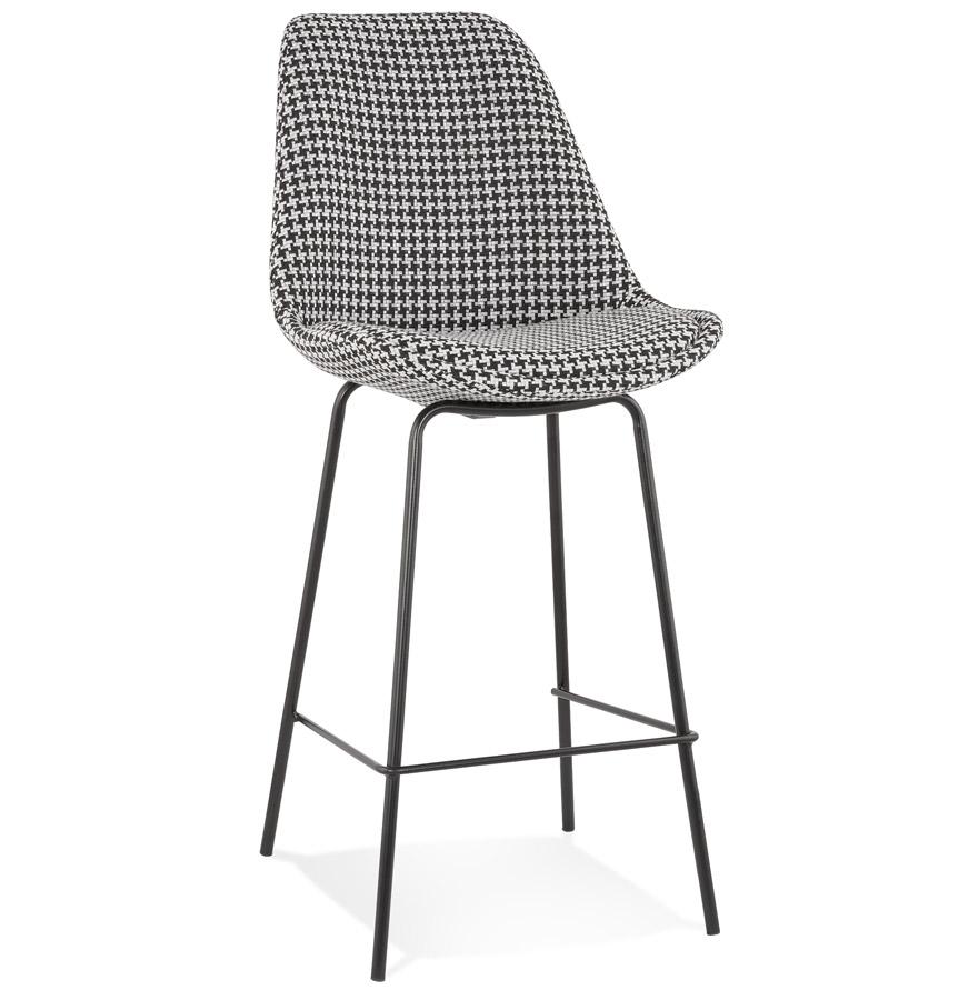 kokoon design SPARK MINI' mid-height snack stool in houndstooth fabric and black metal legs