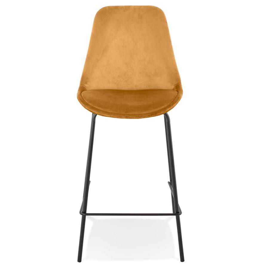 Kokoon Design SPARK MINI' Mid-height Snack Stool In Mustard Velvet And Black Metal Legs