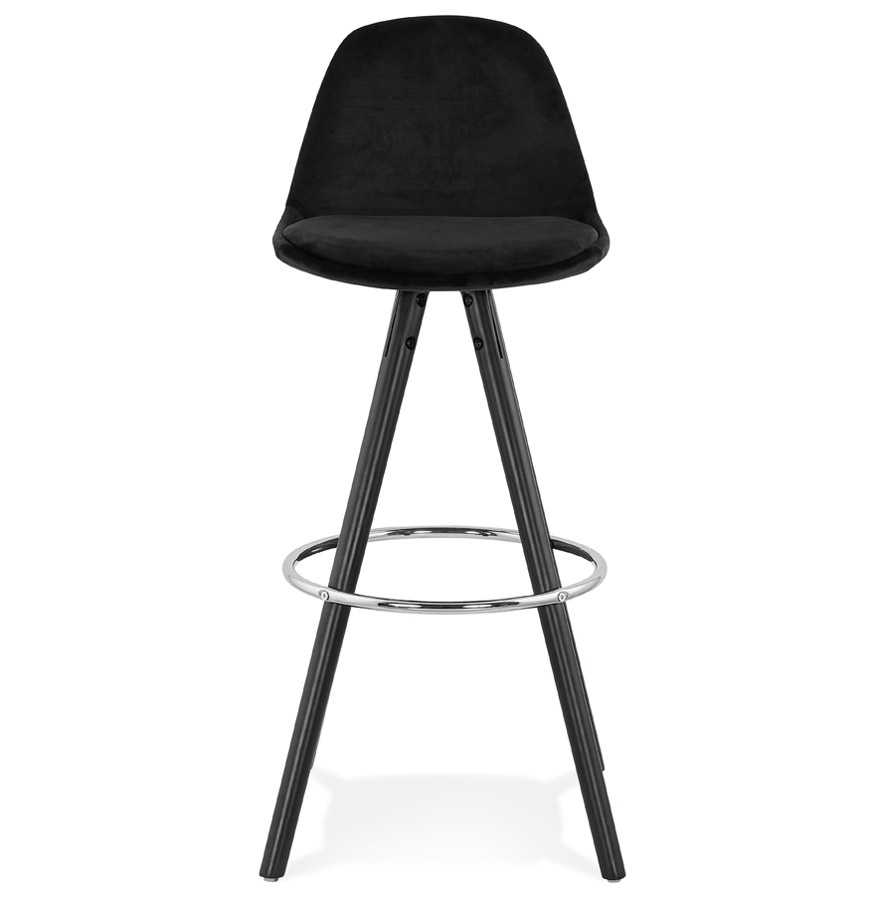 Kokoon Design SPIRIT' Bar Stool In Black Velvet And Black Wooden Legs
