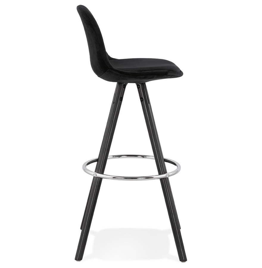 Kokoon Design SPIRIT' Bar Stool In Black Velvet And Black Wooden Legs