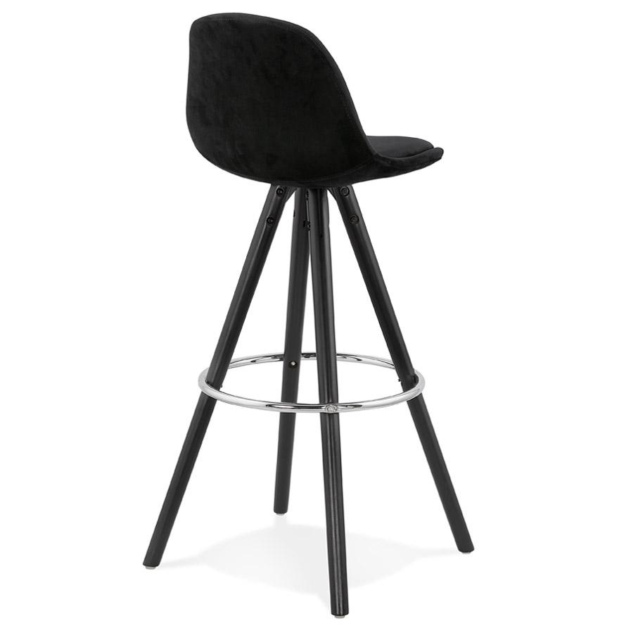 Kokoon Design SPIRIT' Bar Stool In Black Velvet And Black Wooden Legs