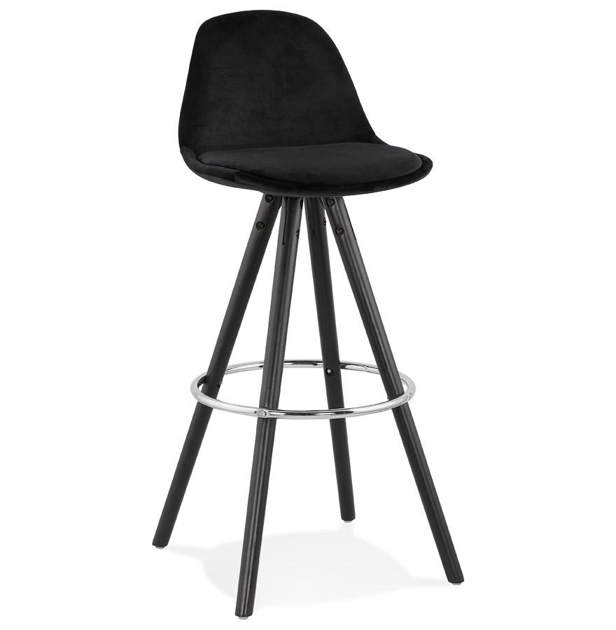 kokoon design SPIRIT' bar stool in black velvet and black wooden legs