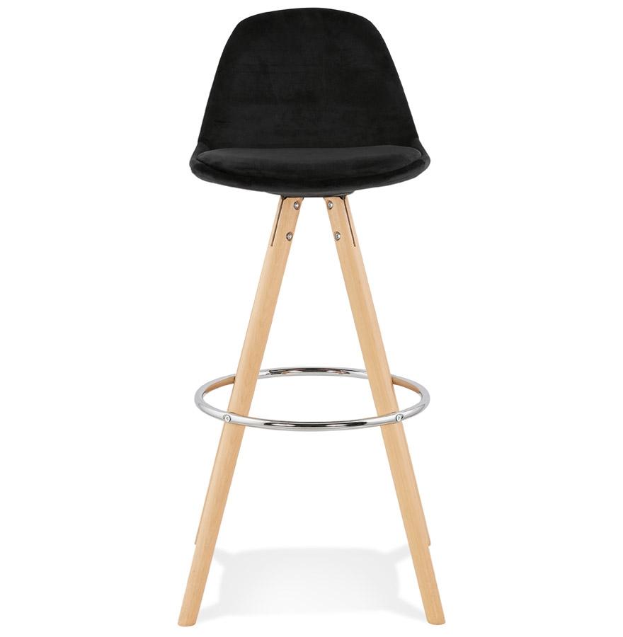 Kokoon Design SPIRIT' Bar Stool In Black Velvet And Natural Wood Legs