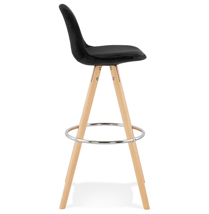 Kokoon Design SPIRIT' Bar Stool In Black Velvet And Natural Wood Legs