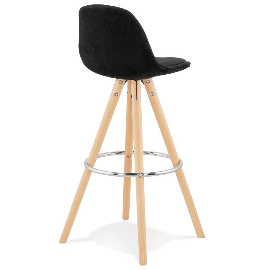 Kokoon Design SPIRIT' Bar Stool In Black Velvet And Natural Wood Legs