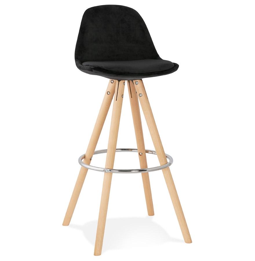 kokoon design SPIRIT' bar stool in black velvet and natural wood legs kokoon design SPIRIT' bar stool in black velvet and natural wood legs