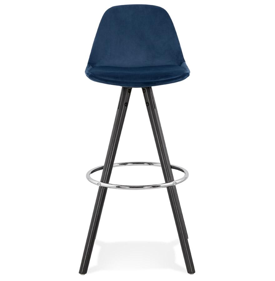 Kokoon Design SPIRIT' Bar Stool In Blue Velvet And Black Wooden Legs