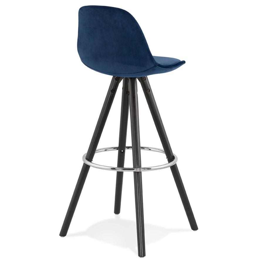 Kokoon Design SPIRIT' Bar Stool In Blue Velvet And Black Wooden Legs