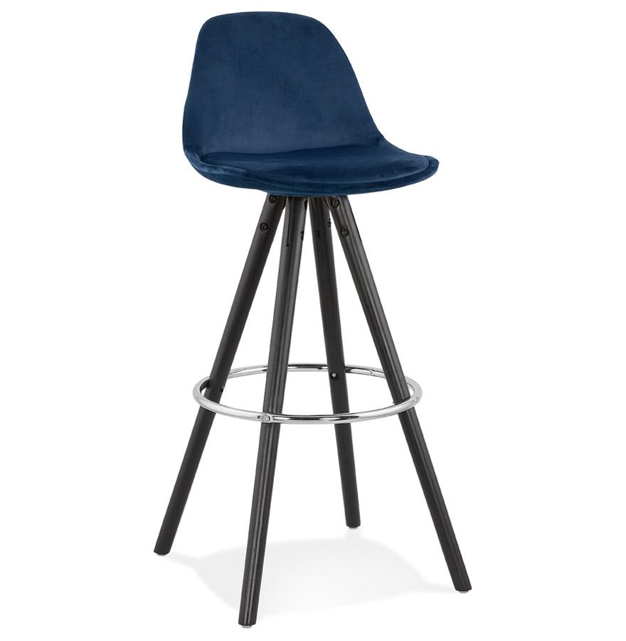 kokoon design SPIRIT' bar stool in blue velvet and black wooden legs
