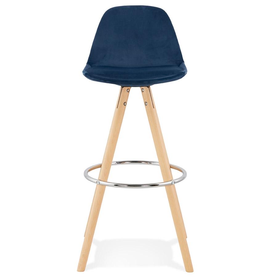 Kokoon Design SPIRIT' Bar Stool In Blue Velvet And Natural Wood Legs