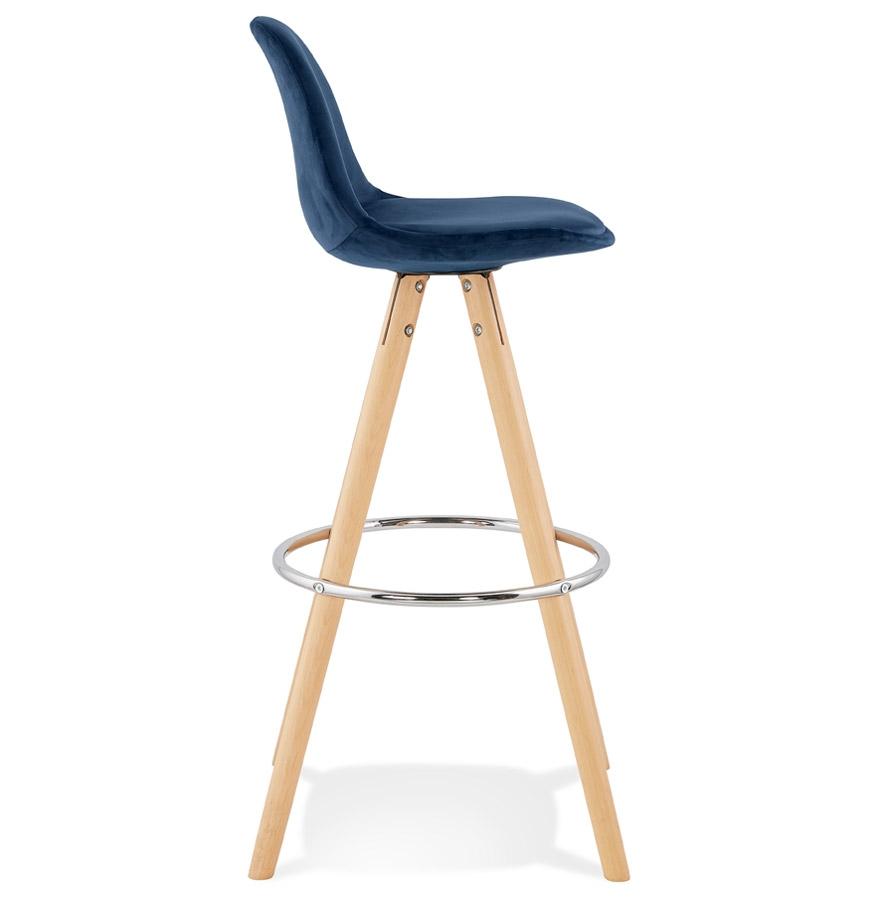 Kokoon Design SPIRIT' Bar Stool In Blue Velvet And Natural Wood Legs