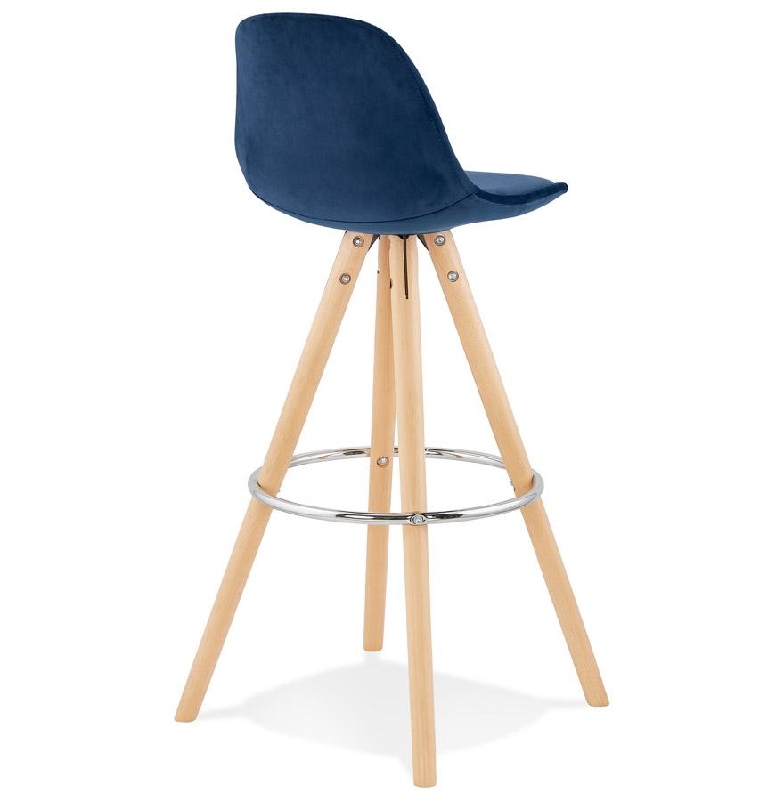 Kokoon Design SPIRIT' Bar Stool In Blue Velvet And Natural Wood Legs