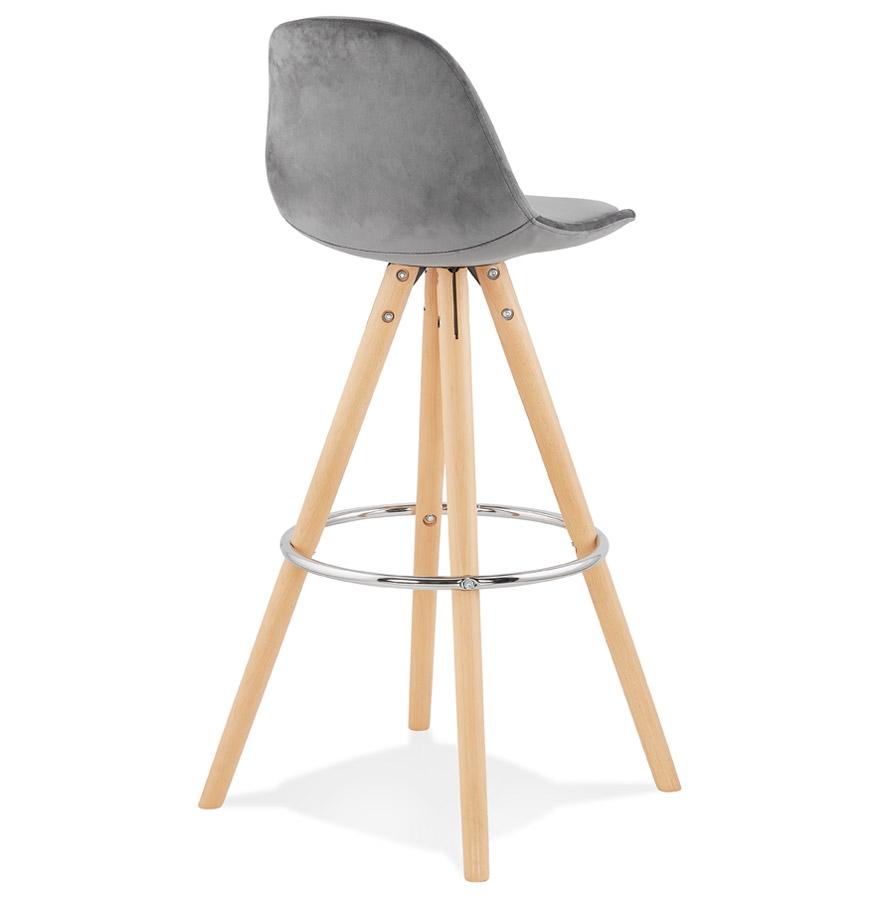 Kokoon Design SPIRIT' Bar Stool In Gray Velvet And Natural Wood Legs