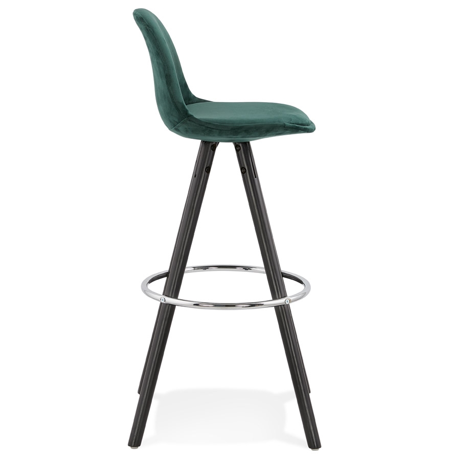 Kokoon Design SPIRIT' Bar Stool In Green Velvet And Black Wooden Legs