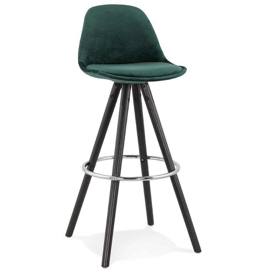 kokoon design SPIRIT' bar stool in green velvet and black wooden legs