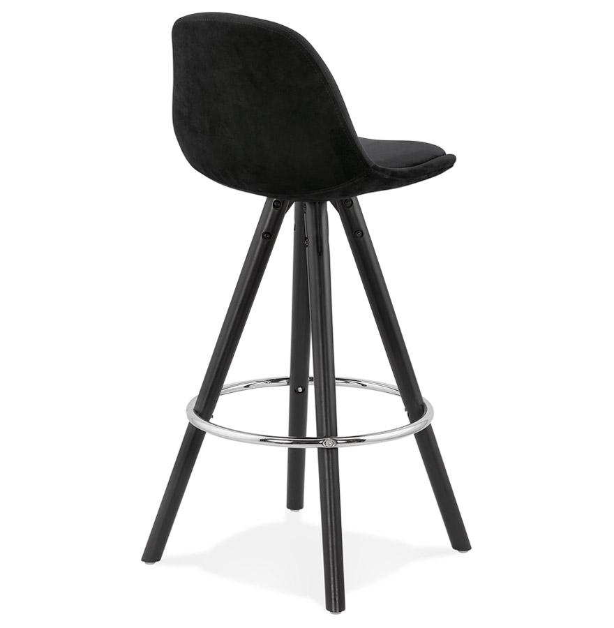 Kokoon Design SPIRIT MINI' Mid-height Snack Stool In Black Velvet And Black Wooden Legs