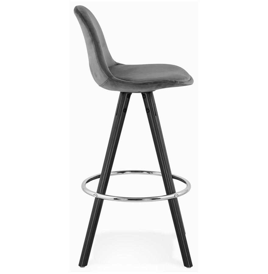 Kokoon Design SPIRIT MINI' Mid-height Snack Stool In Gray Velvet And Black Wooden Legs