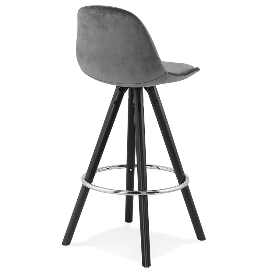 Kokoon Design SPIRIT MINI' Mid-height Snack Stool In Gray Velvet And Black Wooden Legs