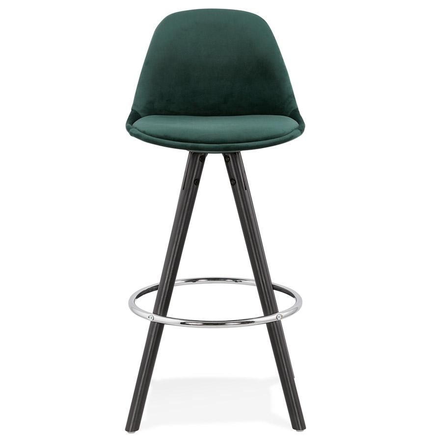 Kokoon Design SPIRIT MINI' Mid-height Snack Stool In Green Velvet And Black Wooden Legs