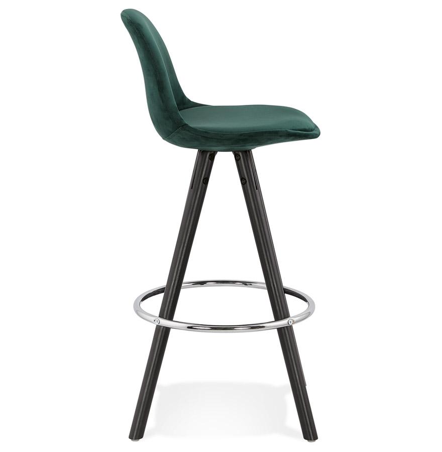 Kokoon Design SPIRIT MINI' Mid-height Snack Stool In Green Velvet And Black Wooden Legs