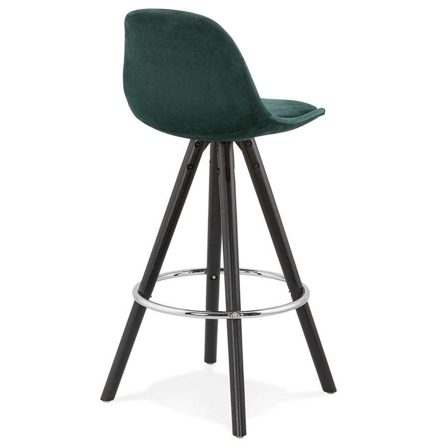Kokoon Design SPIRIT MINI' Mid-height Snack Stool In Green Velvet And Black Wooden Legs