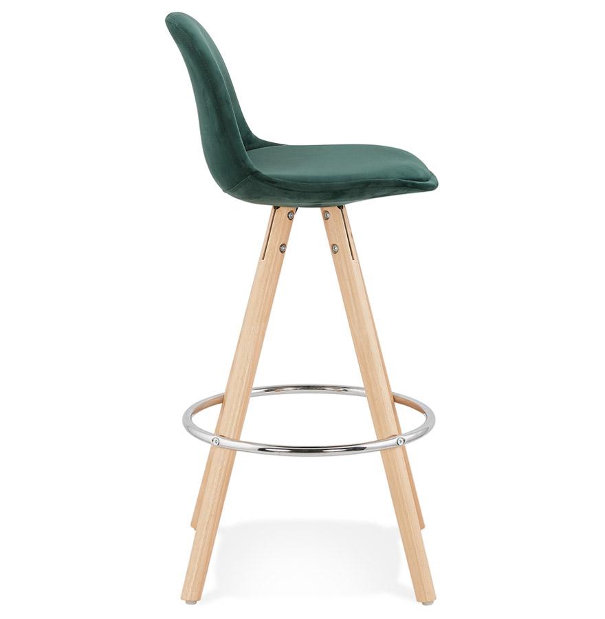 Kokoon Design SPIRIT MINI' Mid-height Snack Stool In Green Velvet And Natural Wood Legs