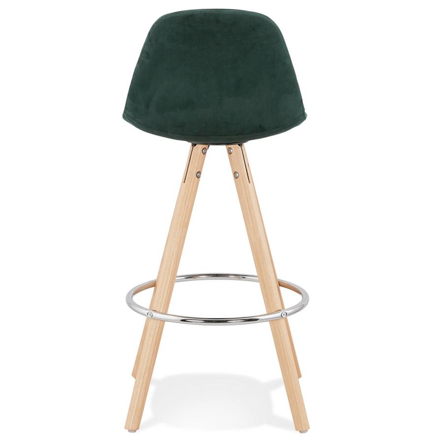 Kokoon Design SPIRIT MINI' Mid-height Snack Stool In Green Velvet And Natural Wood Legs