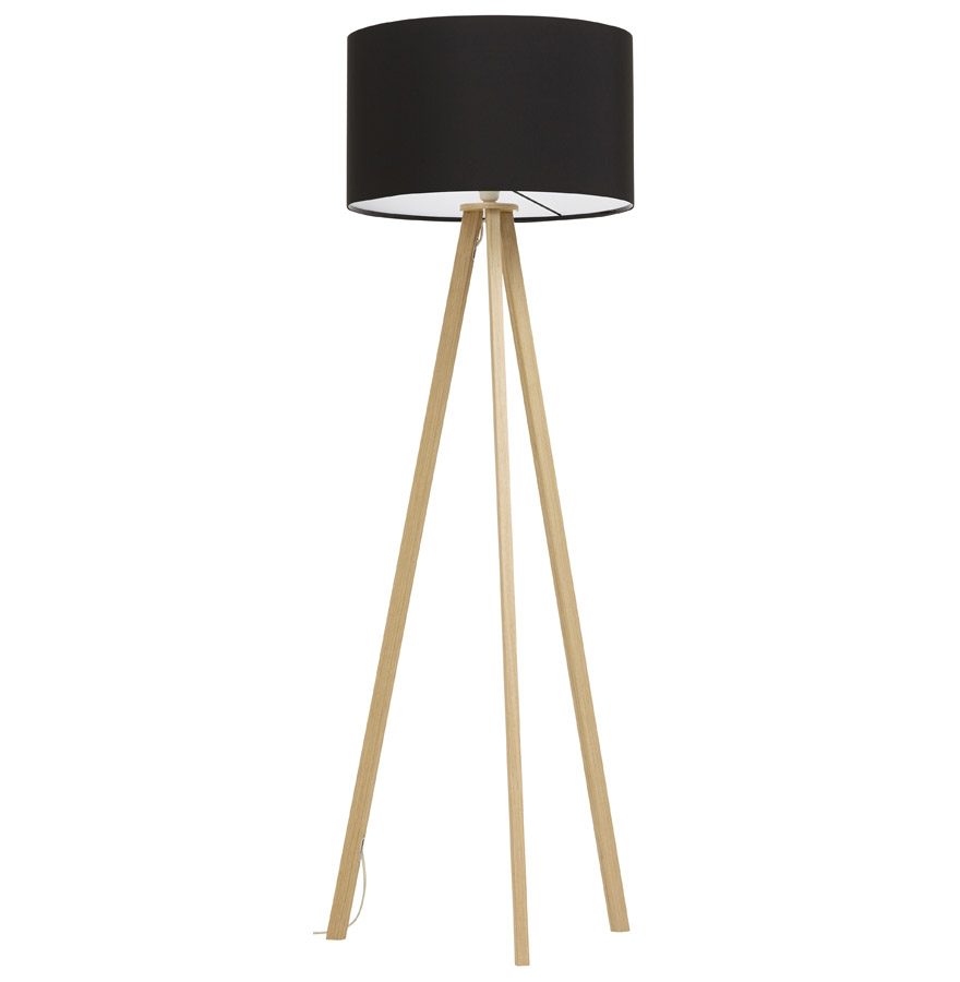 Kokoon Design SPRING' Tripod Floor Lamp With Black Lampshade And 3 Natural Legs