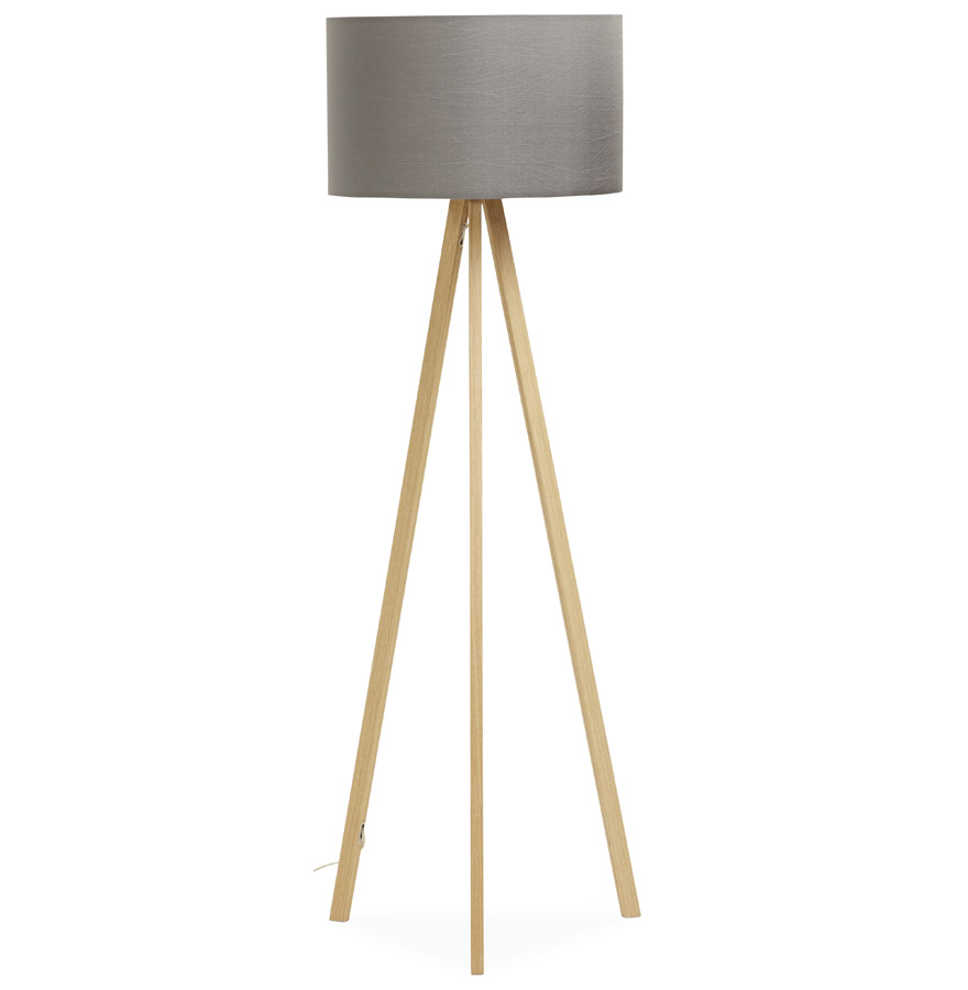 Kokoon Design SPRING' Tripod Floor Lamp With Gray Lampshade And 3 Natural Legs