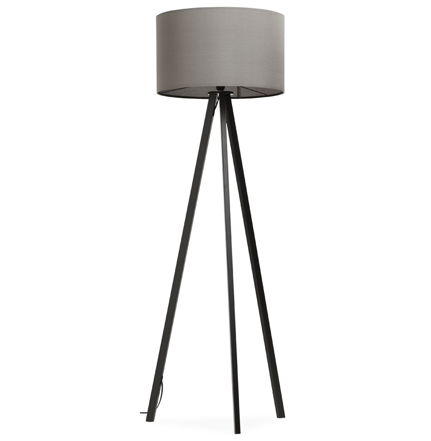 Kokoon Design SPRING' Tripod Floor Lamp With Gray Lampshade And 3 Black Legs