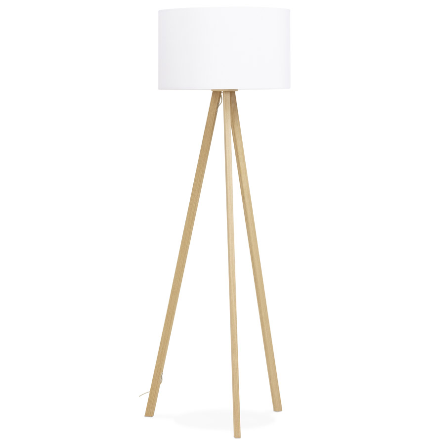 kokoon design SPRING' tripod floor lamp with white lampshade and 3 natural legs