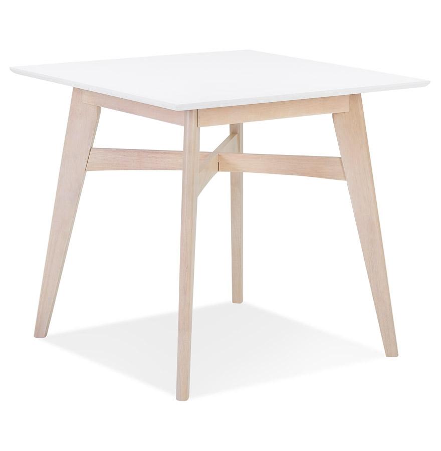 Kokoon Design Square Dining Table 'MAEVA' In White Wood And Natural Finish - 80x80 Cm