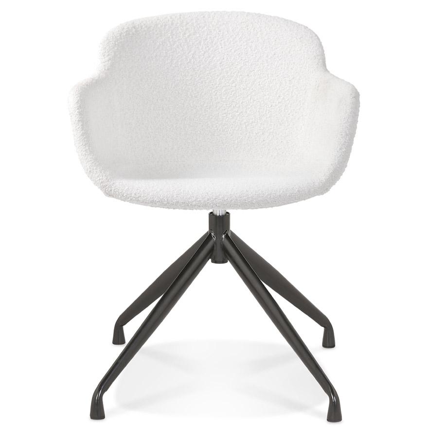Kokoon Design Swivel Chair With Armrests 'NOCTURN' In White Looped Fabric And Black Metal