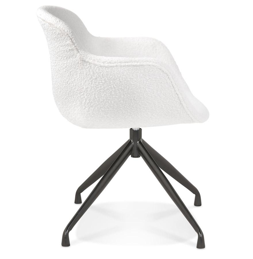 Kokoon Design Swivel Chair With Armrests 'NOCTURN' In White Looped Fabric And Black Metal