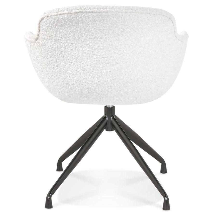 Kokoon Design Swivel Chair With Armrests 'NOCTURN' In White Looped Fabric And Black Metal