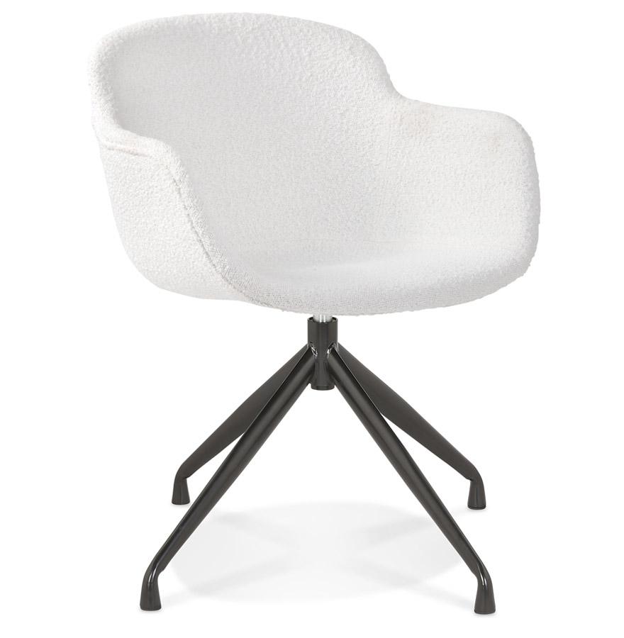 kokoon design Swivel chair with armrests 'NOCTURN' in white looped fabric and black metal
