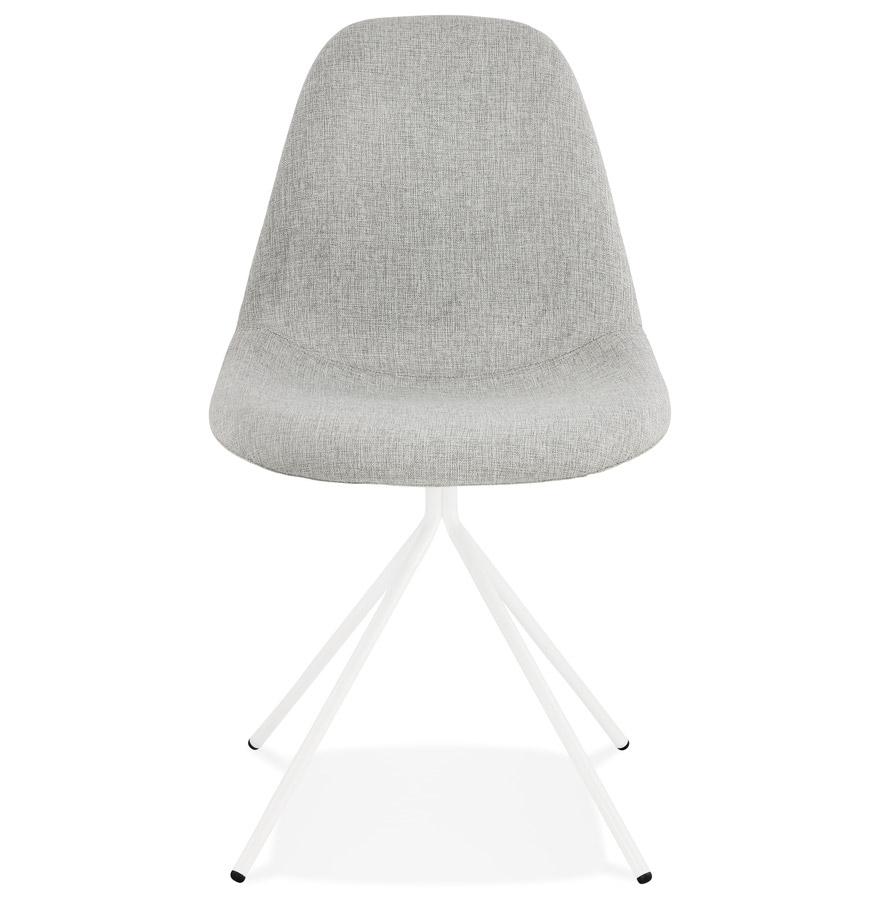 Kokoon Design TAMARA' Design Chair In Gray Fabric With White Metal Base