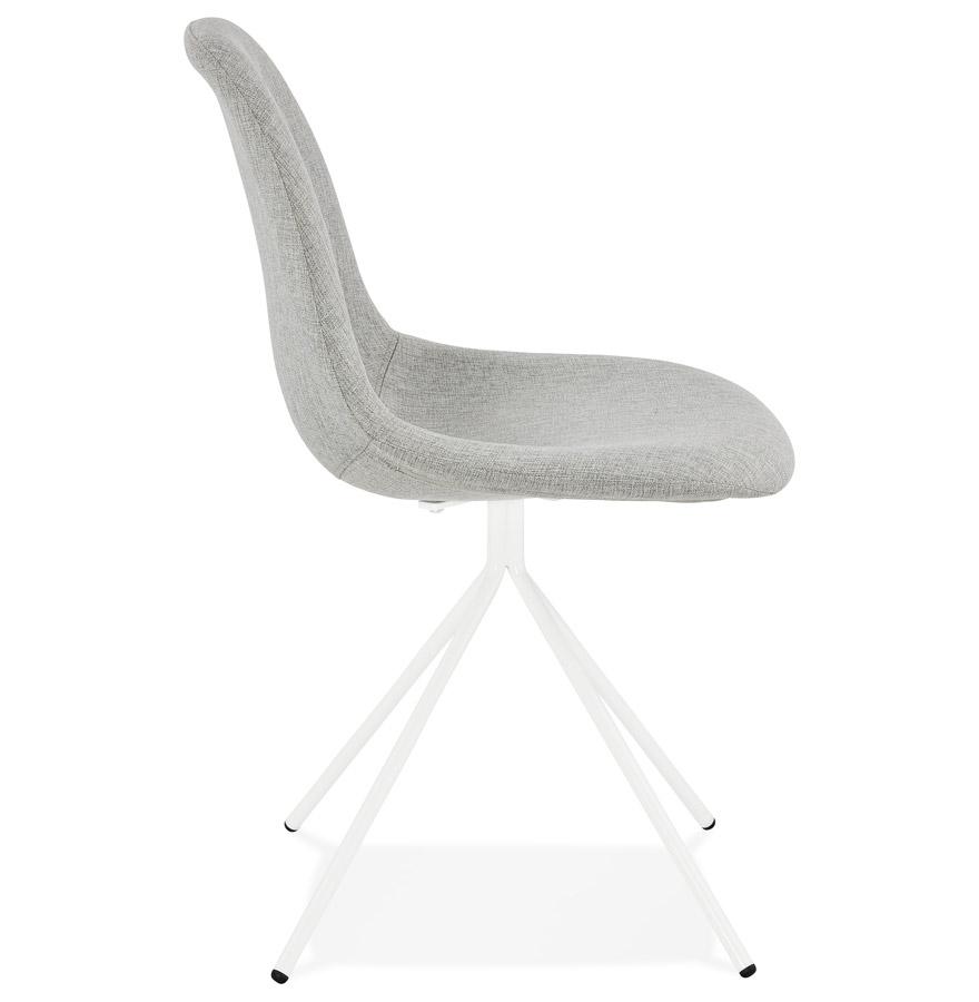 Kokoon Design TAMARA' Design Chair In Gray Fabric With White Metal Base
